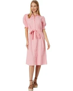 Tommy Hilfiger Puff Sleeve Eyelet Midi Dress | Dresses