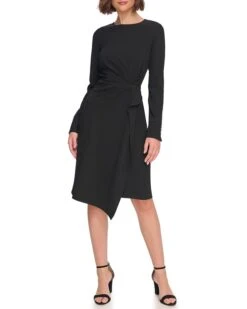 Tommy Hilfiger Long Sleeve Drape Crepe Knot Waist | Dresses