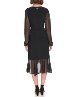 Tommy Hilfiger Jersey Midi with Chiffon Sleeve and Ruffle Hem | Dresses -Styled Soles 61nvFezIZ0L. AC SR736920