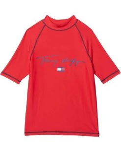 Tommy Hilfiger Kids Solid Tommy Rashguard (Big Kids) | Swimwear