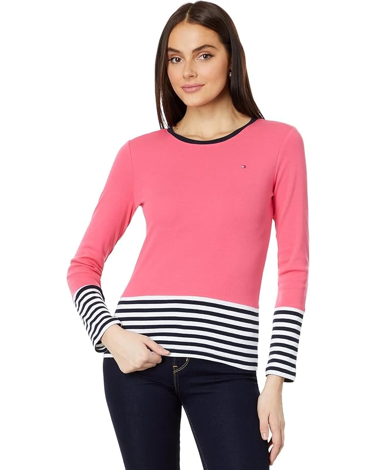 Tommy Hilfiger Long Sleeve Color-Block Stripe Tee | Shirts & Tops 1 Tommy Hilfiger Long Sleeve Color-Block Stripe Tee | Shirts & Tops