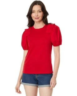 Tommy Hilfiger Mixed Meida Puff Sleeve Top | Shirts & Tops