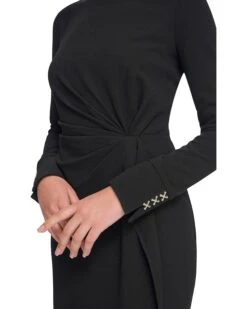 Tommy Hilfiger Long Sleeve Drape Crepe Knot Waist | Dresses -Styled Soles 715L8i1lHcL. AC SR736920