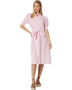 Tommy Hilfiger Puff Sleeve Gingham Midi Dress | Dresses