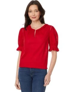 Tommy Hilfiger Dobby Stripe Puff Sleeve Top | Shirts & Tops