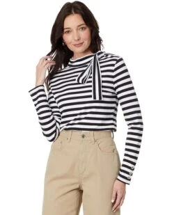 Tommy Hilfiger Long Sleeve Stripe Tie Neck Top | Shirts & Tops