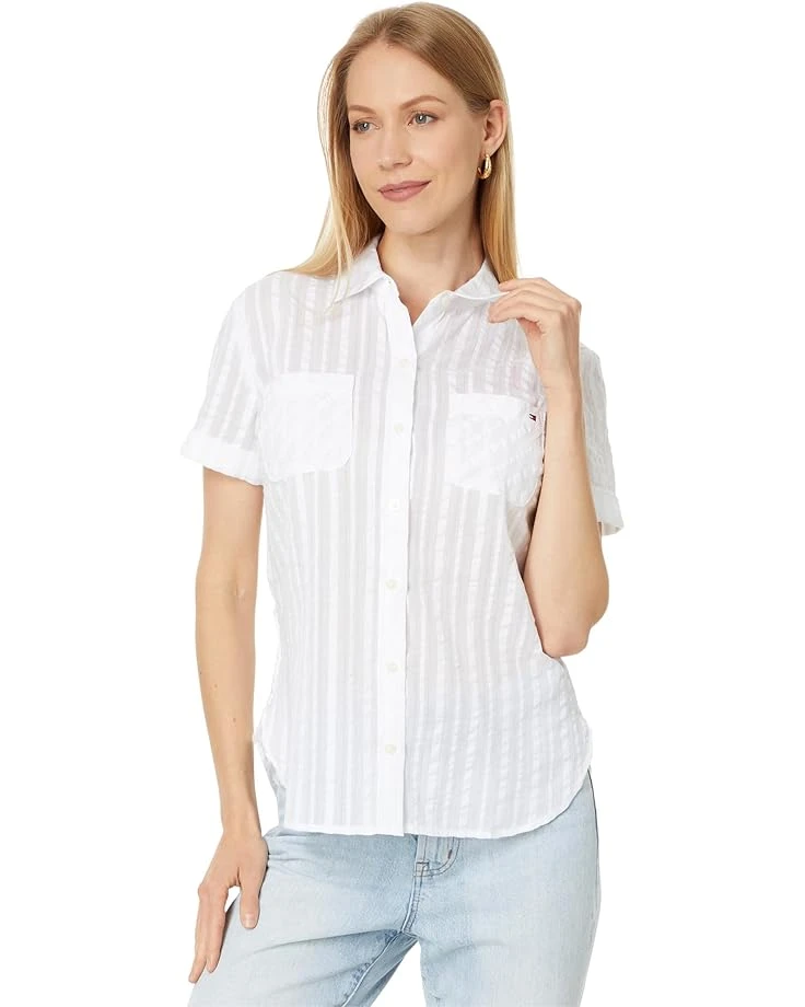Tommy Hilfiger Dobby Stripe Camp Shirt | Shirts & Tops 1 Tommy Hilfiger Dobby Stripe Camp Shirt | Shirts & Tops