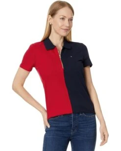 Tommy Hilfiger Short Sleeve Color-Block Zip Polo | Shirts & Tops -Styled Soles 71JcByGlvQL. AC SR736920