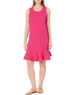 Tommy Hilfiger Textured Trapeze with Ruffle Hem | Dresses