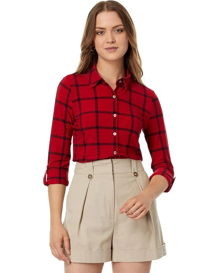 Tommy Hilfiger Long Sleeve Knit Plaid Roll Tab | Shirts & Tops 1 Tommy Hilfiger Long Sleeve Knit Plaid Roll Tab | Shirts & Tops
