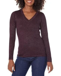 Tommy Hilfiger Lurex Rib V-Neck Sweater | Sweaters