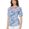 Tommy Hilfiger Short Sleeve Fountain Smocked Yoke Top | Shirts & Tops