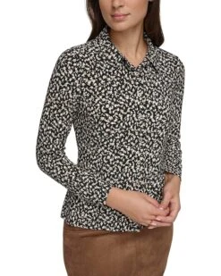 Tommy Hilfiger Long Sleeve Button Front Top | Shirts & Tops -Styled Soles 81vhZZSj65L. AC SR736920