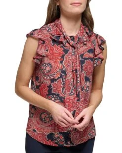 Tommy Hilfiger Sleeveless Blouse with Tie | Shirts & Tops -Styled Soles 917NjW4GSkL. AC SR736920