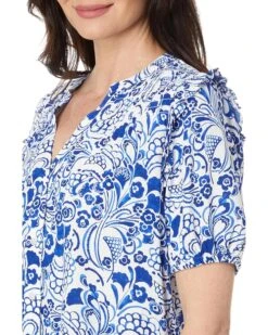 Tommy Hilfiger Short Sleeve Fountain Smocked Yoke Top | Shirts & Tops -Styled Soles 91usDqPmxAL. AC SR736920